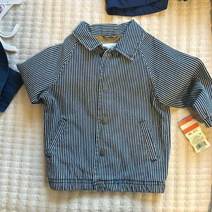 Cat and Jack Baby light jacket, striped white and navy size 18 months